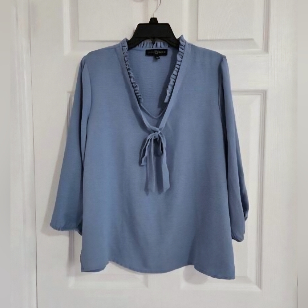 Fred David Soft Silky Blouse Women's Size Medium Sailor Style